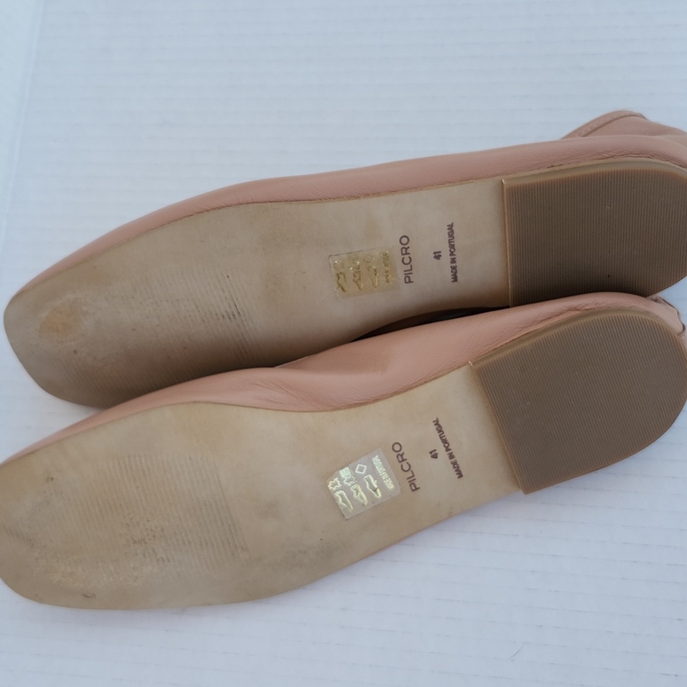 Pilcro Blush Pink Leather Square-Toe Ballet Flats - Picture 5 of 8